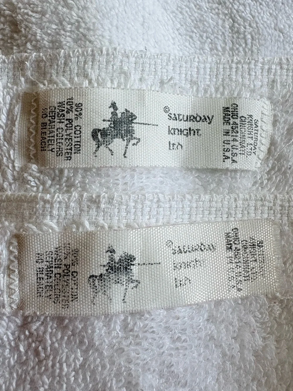 Vintage White with blue and pink Bow trim Bedding Towel Set of 2- Made in USA